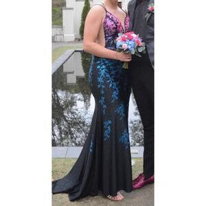 Amarra BLACK Colorful prom Dress Size 12 Worn Once Beautiful!!